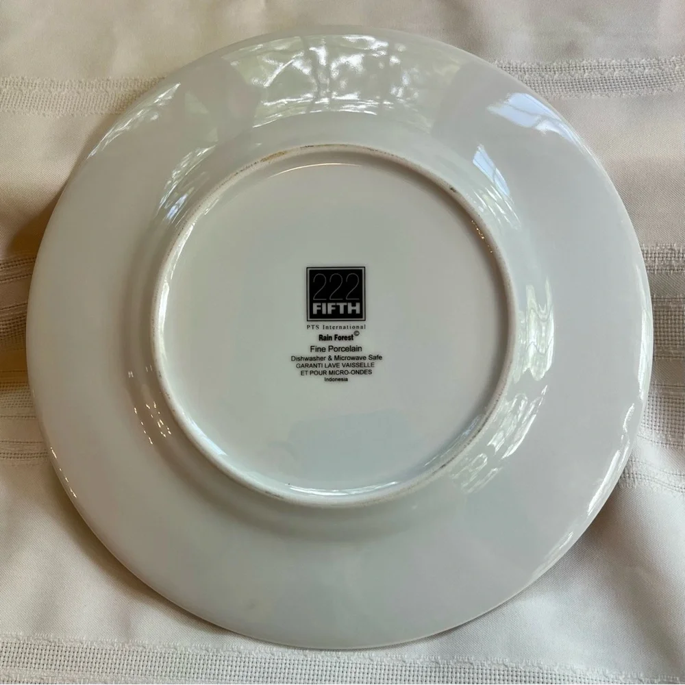 TWO Dinner Plates 222 FIFTH‎ Rain Forest Porcelain Discontinued EUC